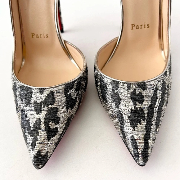 CHRISTIAN LOUBOUTIN | Iriza Lurex Gigi Specchio Black Silver Leopard Glitter 8 - Picture 3 of 14